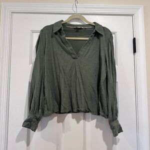 Boden Olive Green V-Neck Blouse